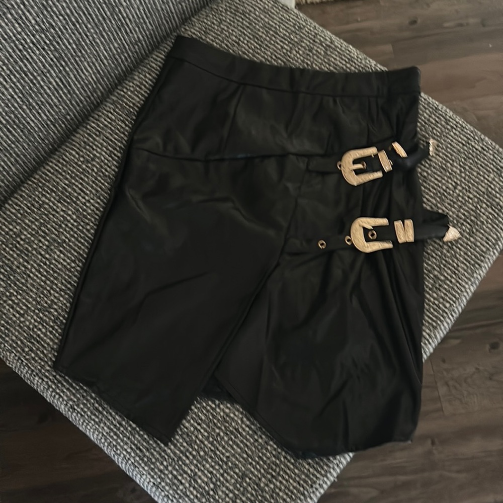 Leather Black Skirt with buckles